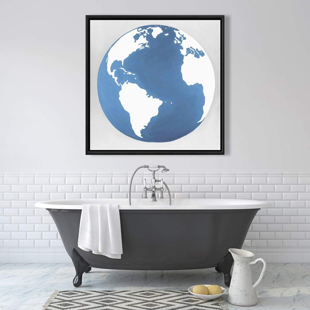 Earth Bedroom Satellite View Minimalist Framed Canvas Decor