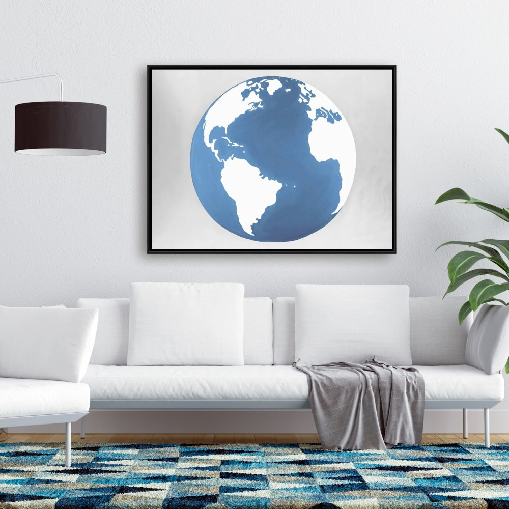 Earth Bedroom Satellite View Minimalist Framed Canvas Decor