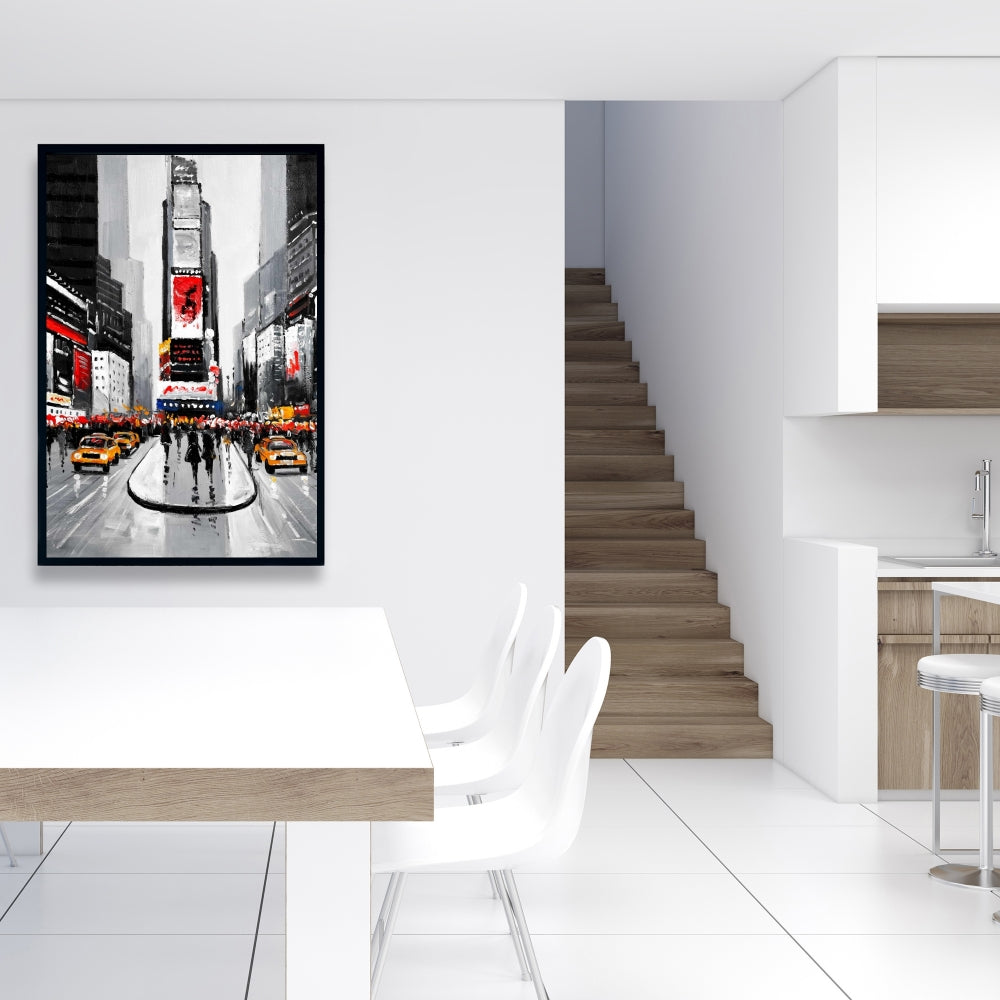 Gray Building Bedroom Canvas | New York City Busy Street Decor
