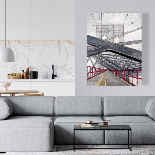 Toile « Villes grises sous le pont de Brooklyn » - Décoration d'intérieur
