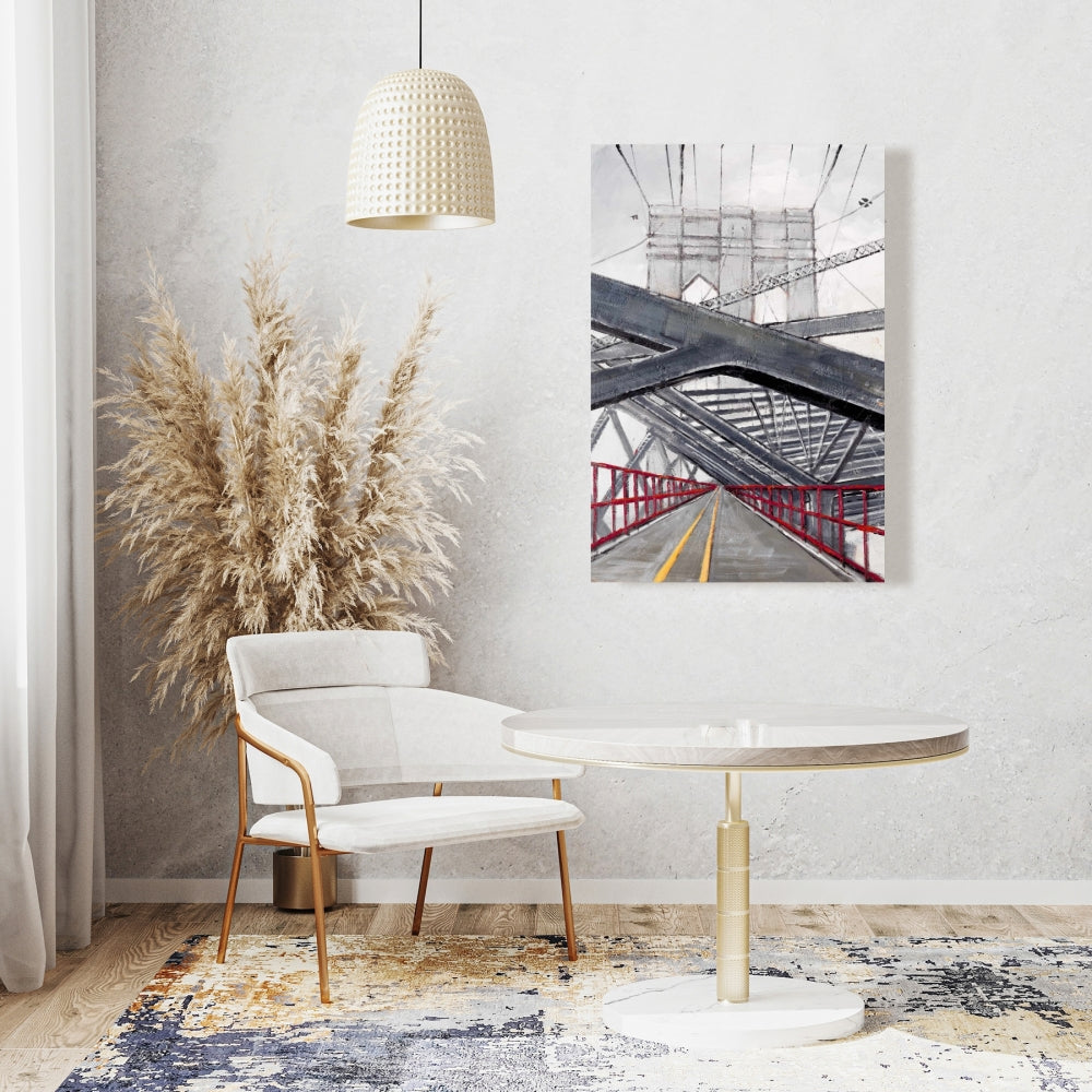 Under the Brooklyn Bridge Gray Cities Canvas - Home Decor