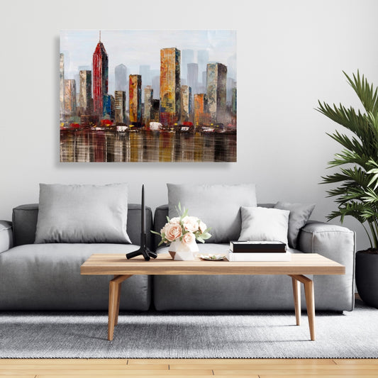 Rust Looking City Canvas | Urban Bedroom Wall Art Decor