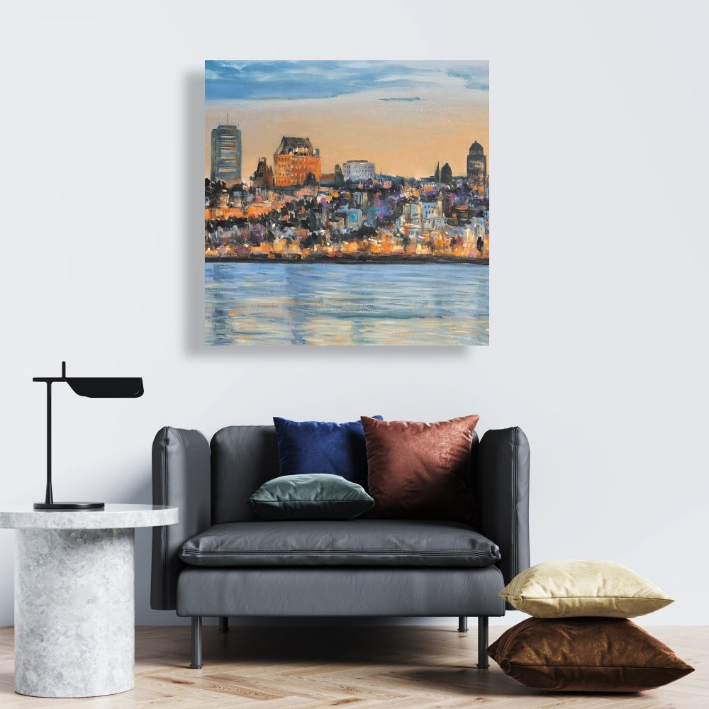 Skyline of Quebec City Canvas | Modern Bedroom Wall Art