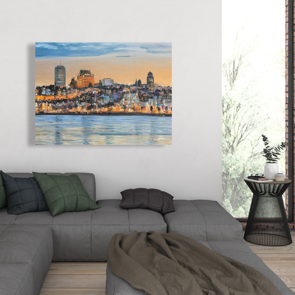 Skyline of Quebec City Canvas | Modern Bedroom Wall Art