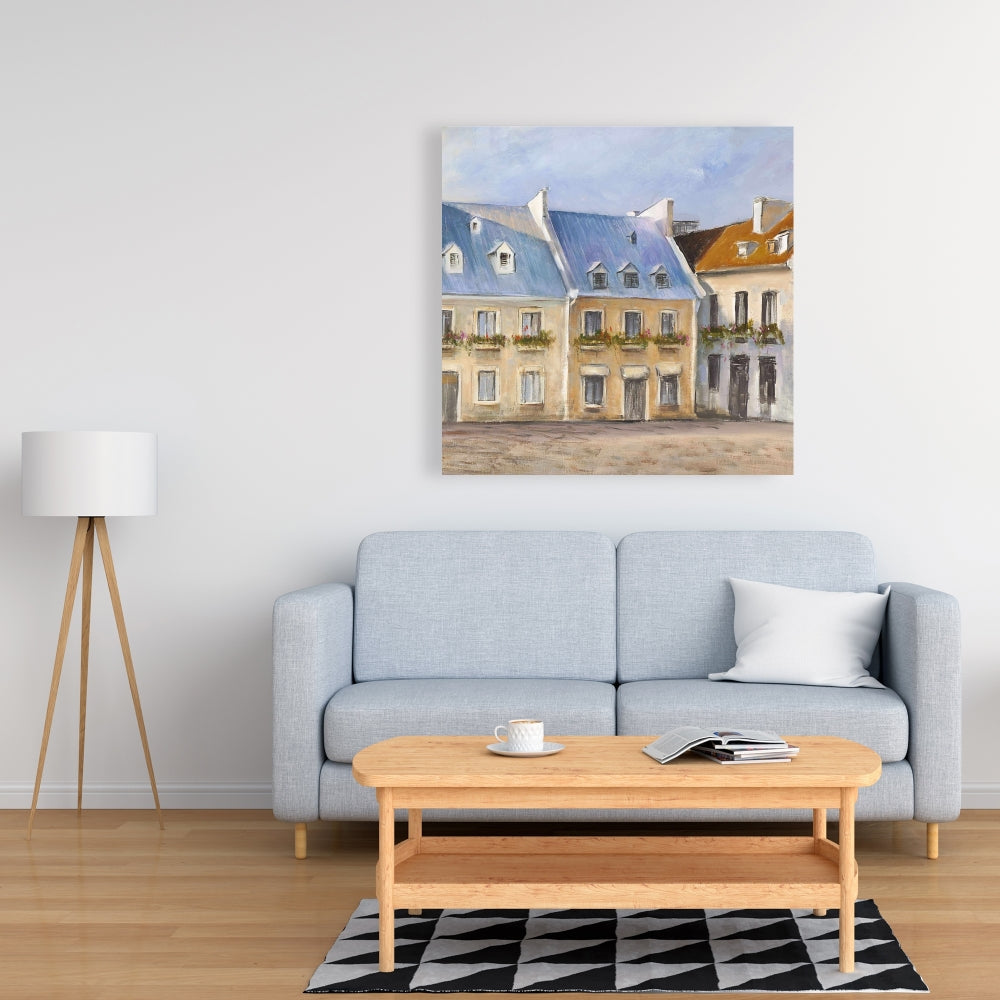 Old Quebec City Canvas - Blue Building Cities Home Decor
