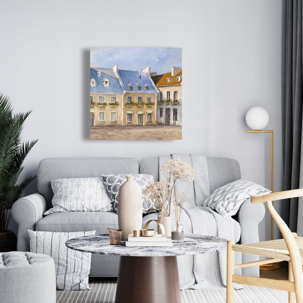 Old Quebec City Canvas - Blue Building Cities Home Decor