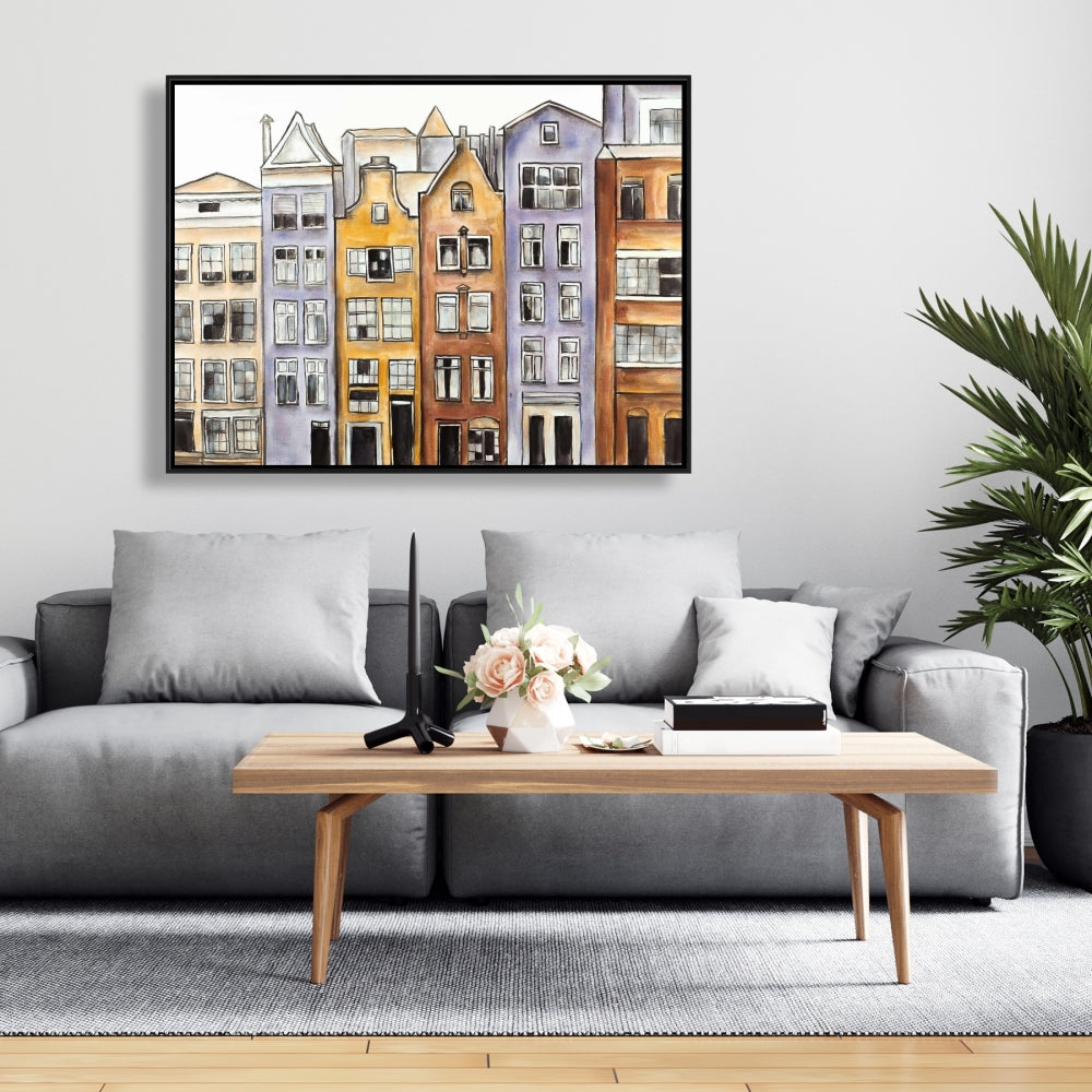 Toile de l'hôtel Amsterdam Houses | Décoration murale encadrée