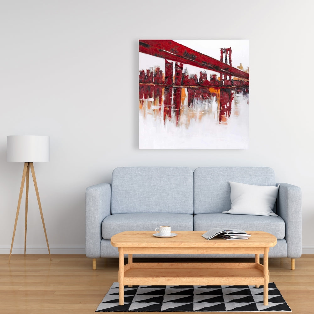 White Canvas Red Bridge - Industrial Building Home Decor