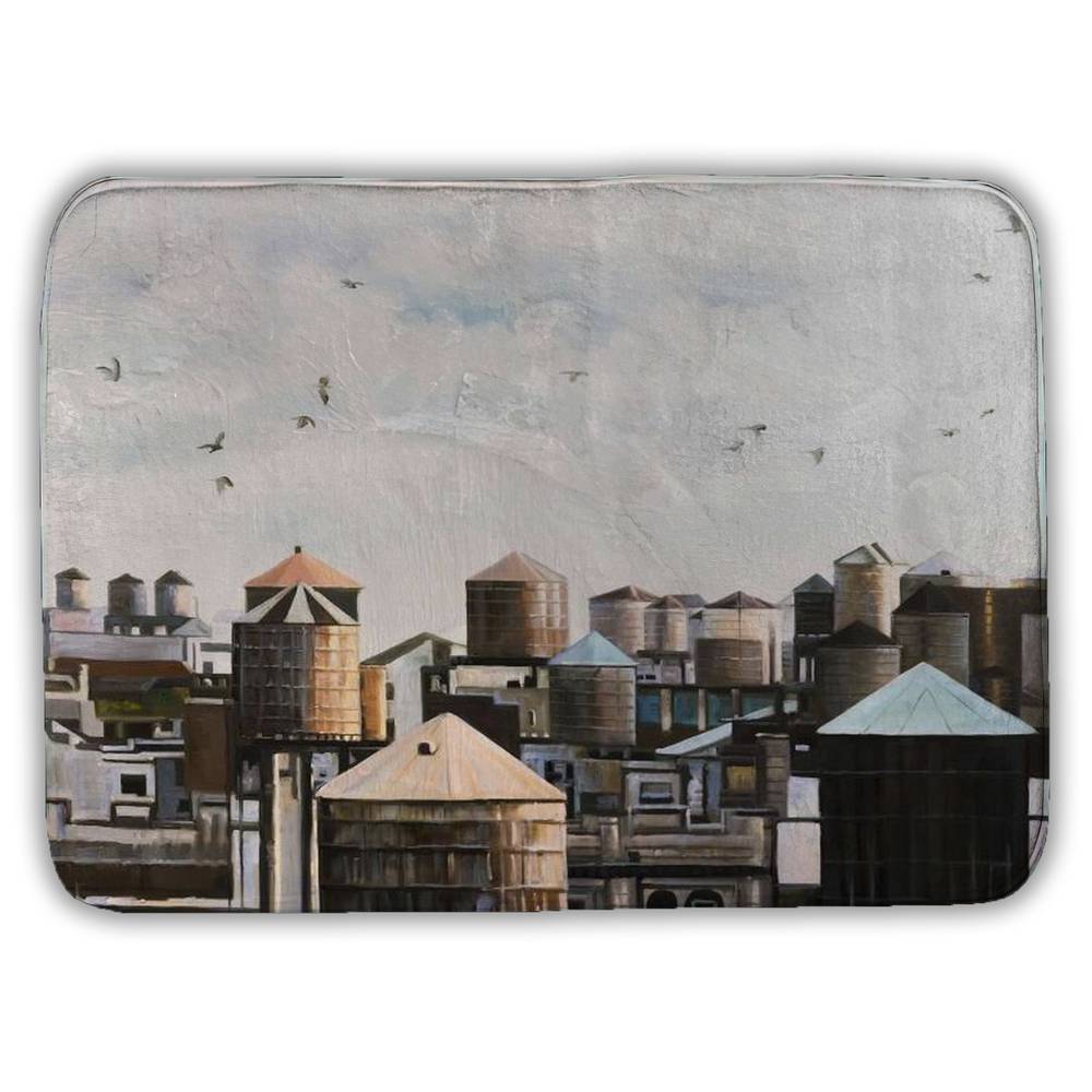 Water Towers with Birds Canvas | Modern Bedroom Wall Art Decor