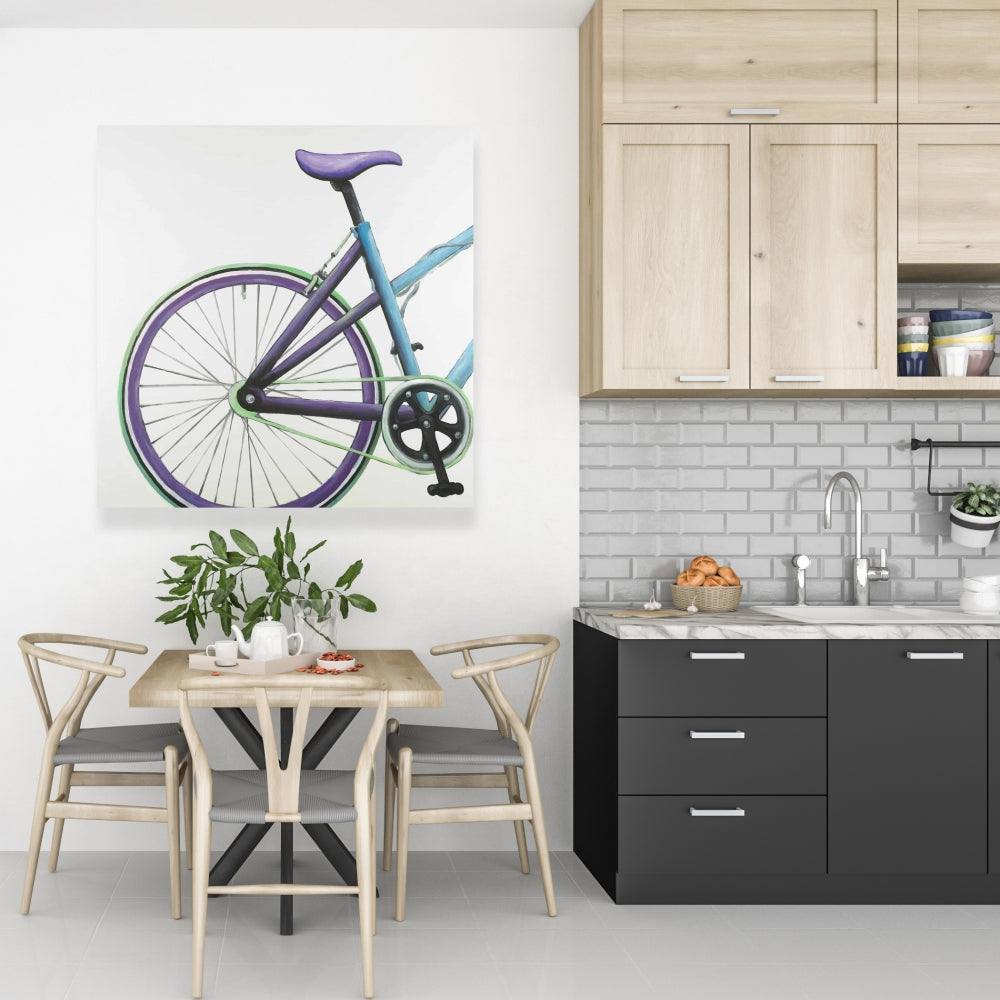 Toile Vélo bleu et violet | Décoration murale contemporaine pour chambre à coucher