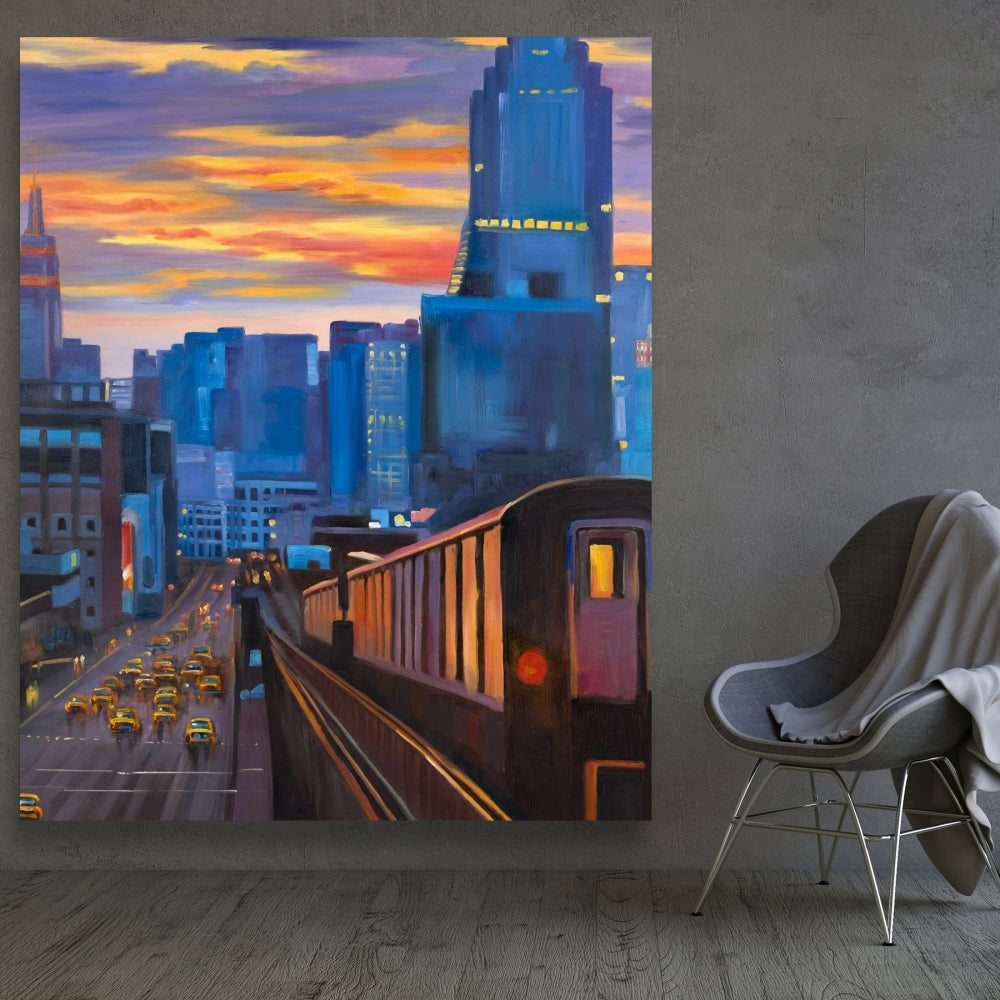 Toile « Métro de New York » | Art contemporain pour la chambre à coucher