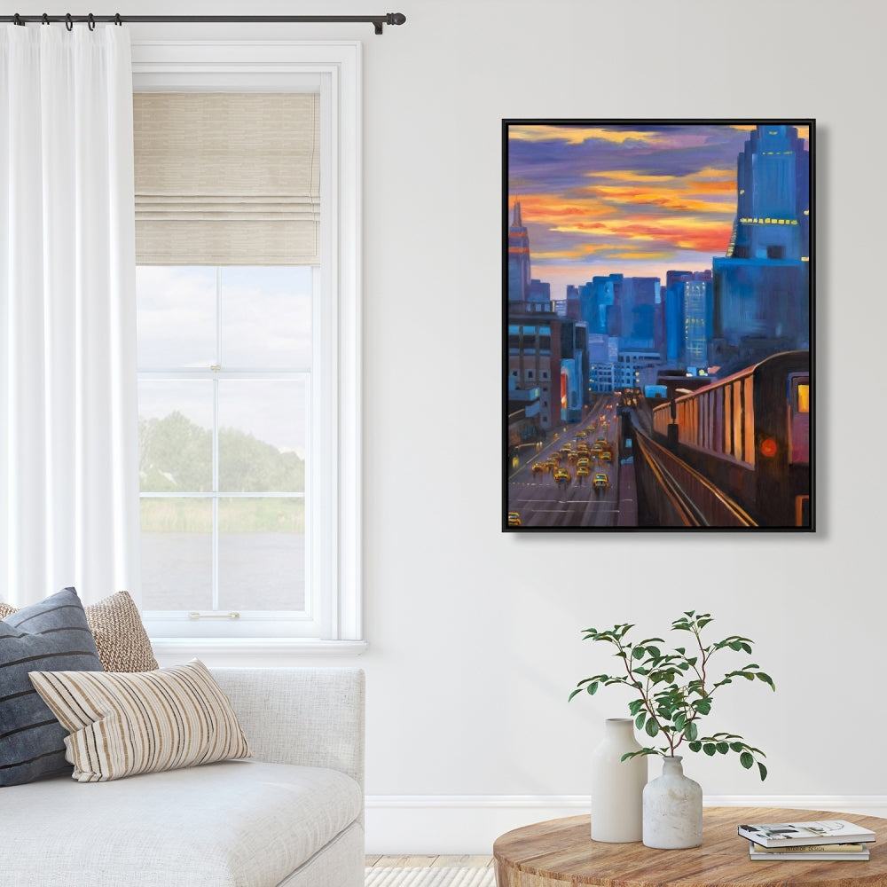 Toile « Métro de New York » | Décoration de chambre bleue