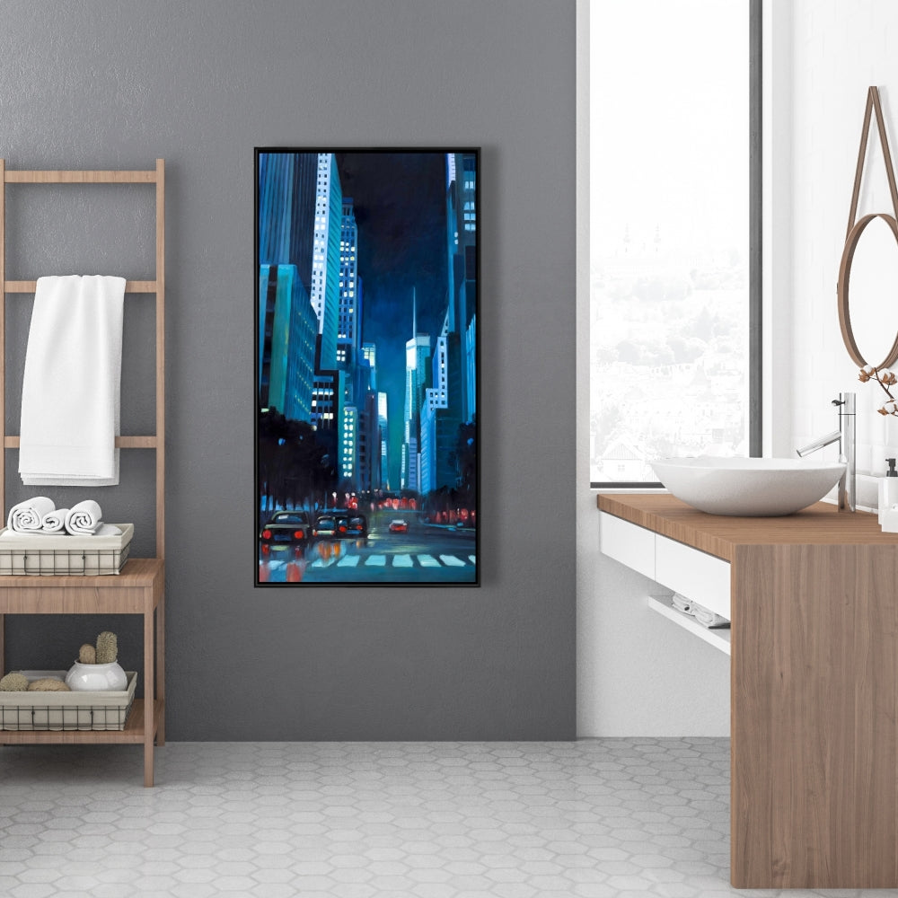 Evening in Manhattan, NYC Framed Canvas - Modern Home Decor