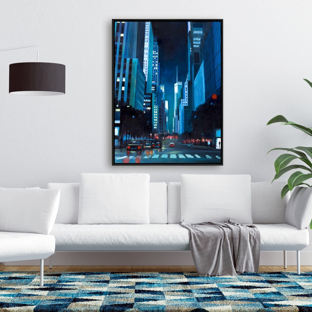 Evening in Manhattan, NYC Framed Canvas - Modern Home Decor