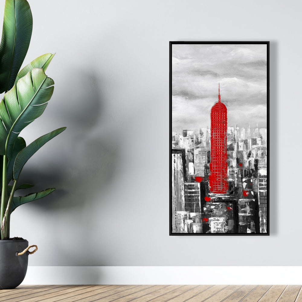 Empire State Building Framed Canvas | White Building Decor
