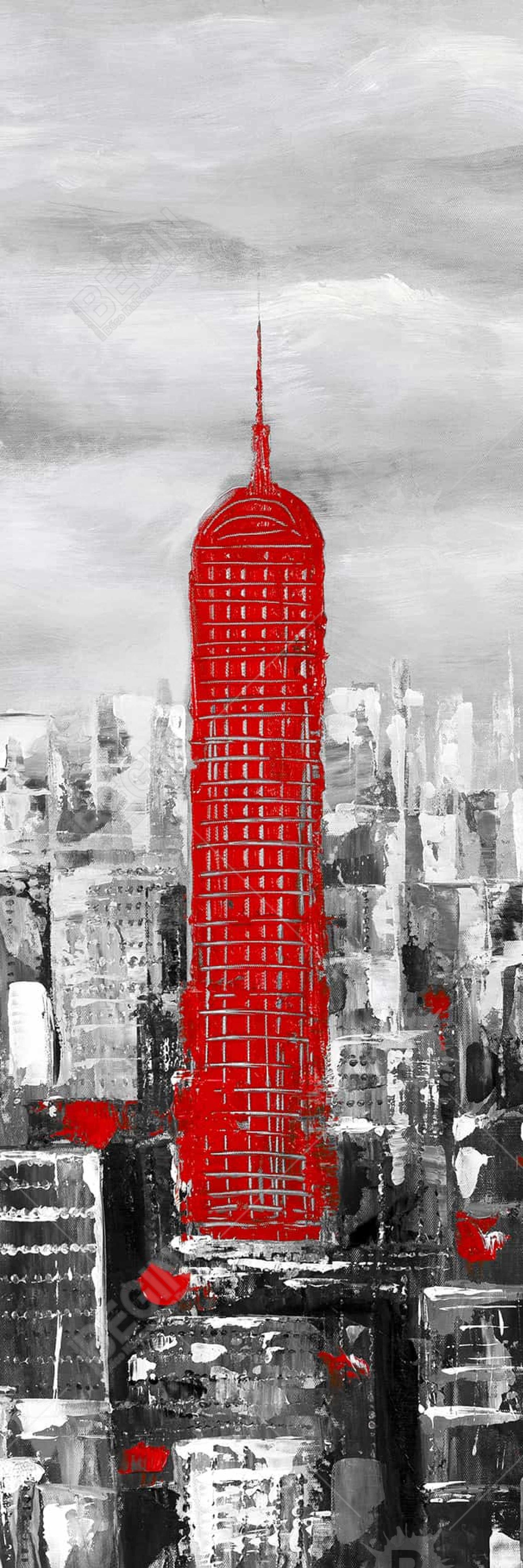Empire State Building Framed Canvas | White Building Decor