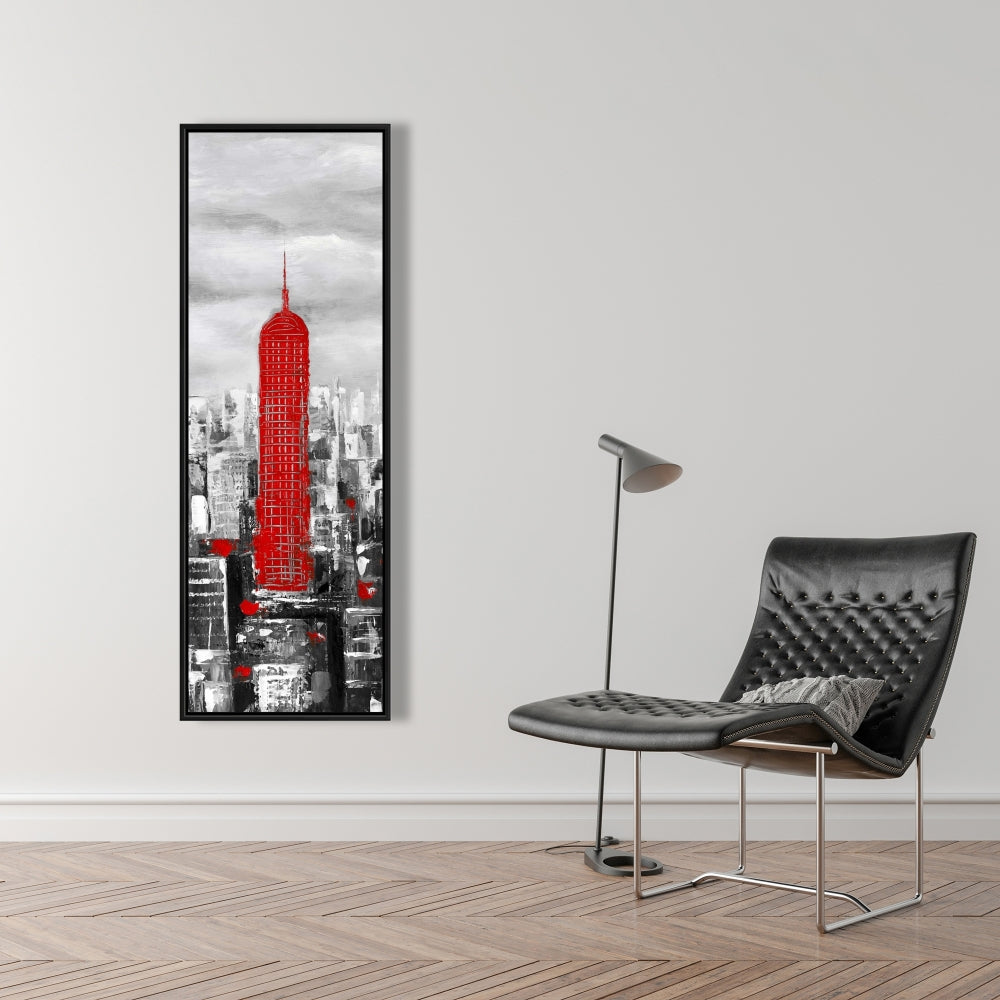 Empire State Building Framed Canvas | White Building Decor