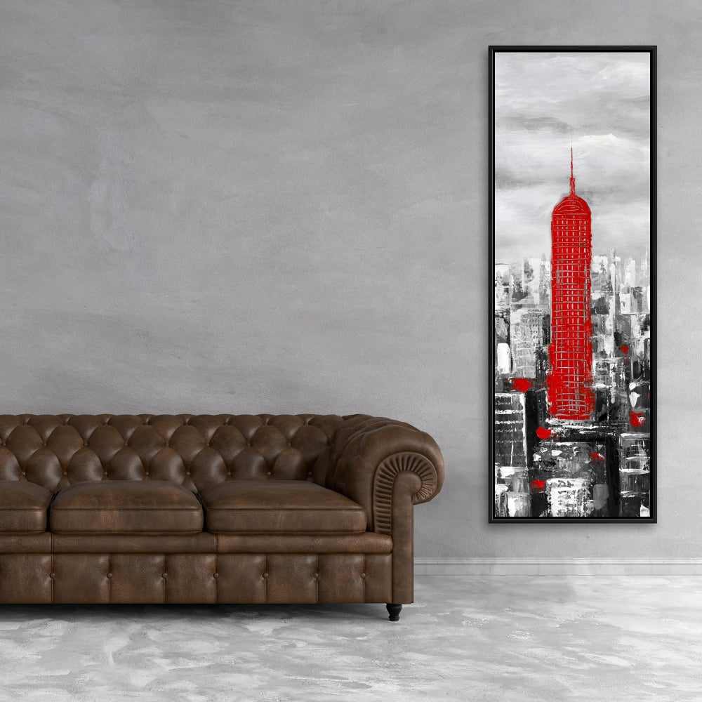 Empire State Building Framed Canvas | White Building Decor