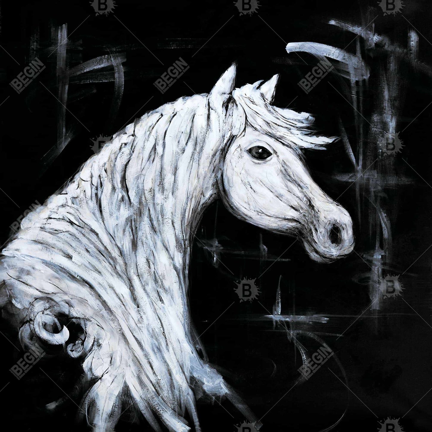 Toile encadrée vue de profil de cheval | Décoration d'intérieur avec animaux de la ferme