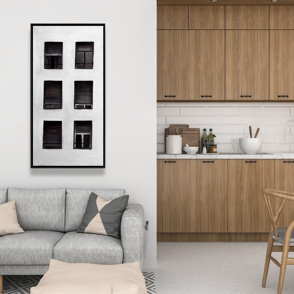 Contemporary Gray Building Windows Canvas | Home Decor Art