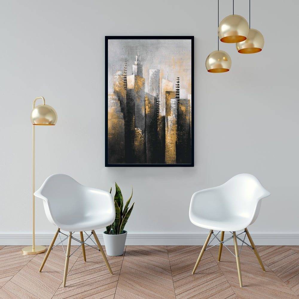Abstract Gold Skyscraper Canvas | Modern Home Decor Art
