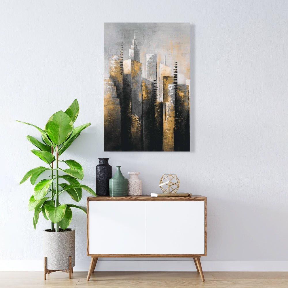 Abstract Gold Skyscraper Canvas | Modern Home Decor Art