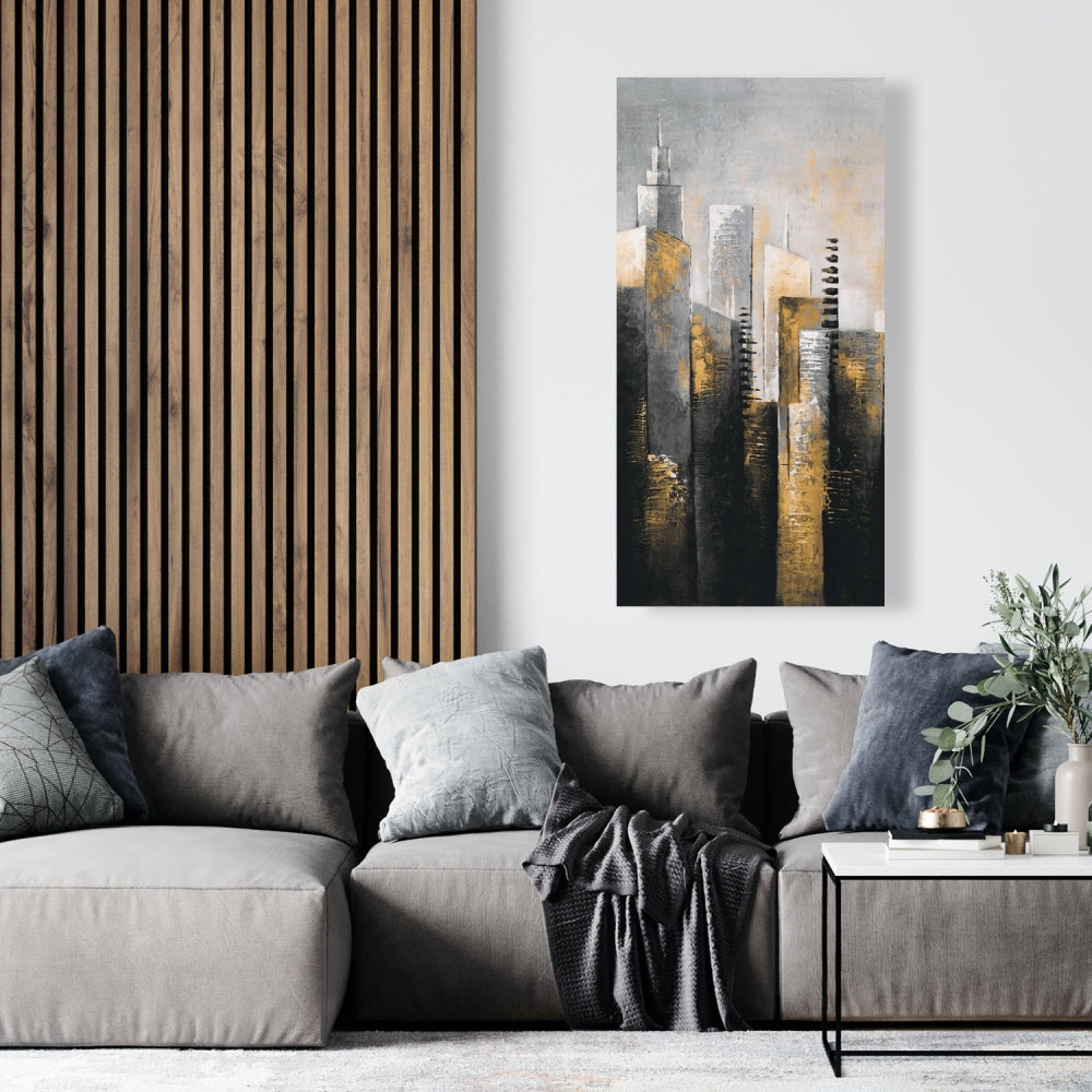 Abstract Gold Skyscraper Canvas | Modern Home Decor Art