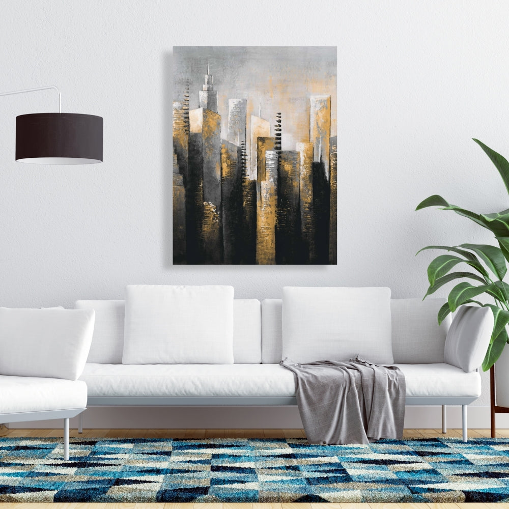 Abstract Gold Skyscraper Canvas | Modern Home Decor Art