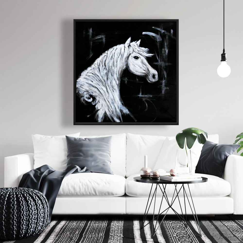 Toile encadrée vue de profil de cheval | Décoration d'intérieur avec animaux de la ferme