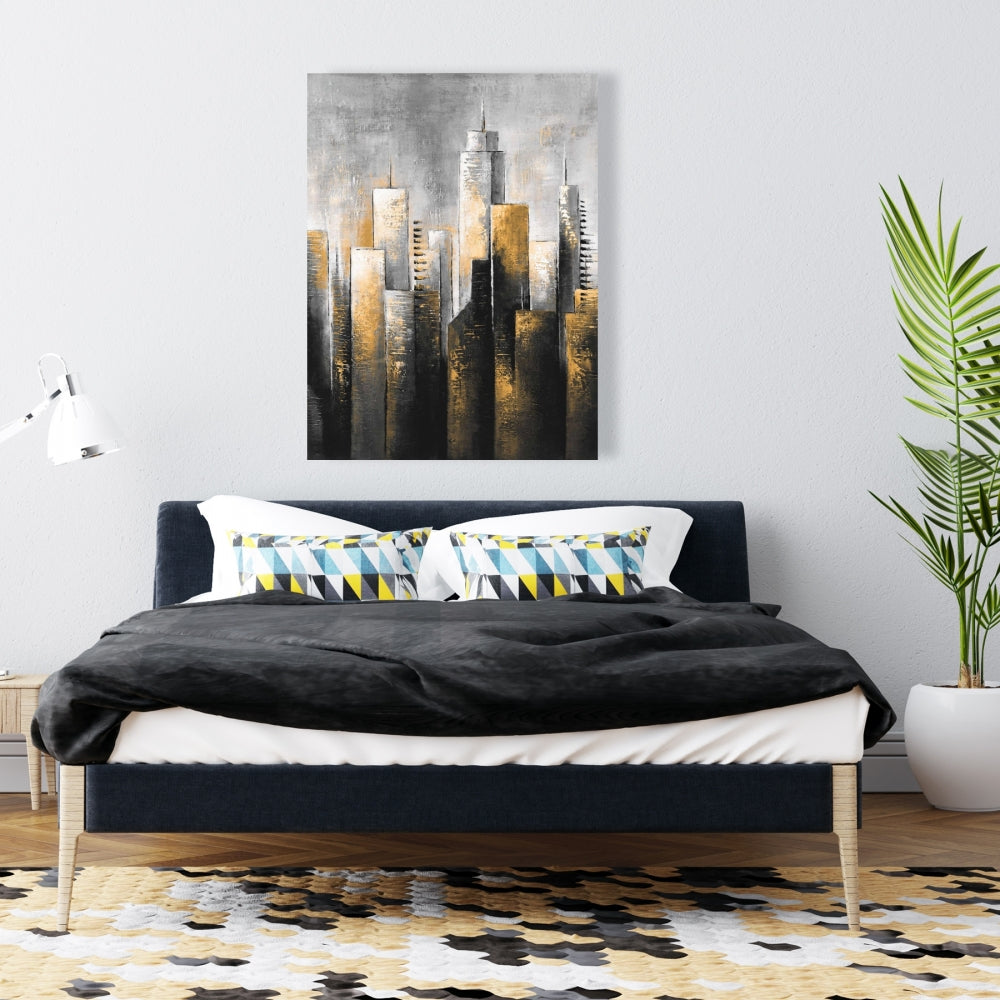 Toile abstraite Skyline - Décoration murale moderne pour salon