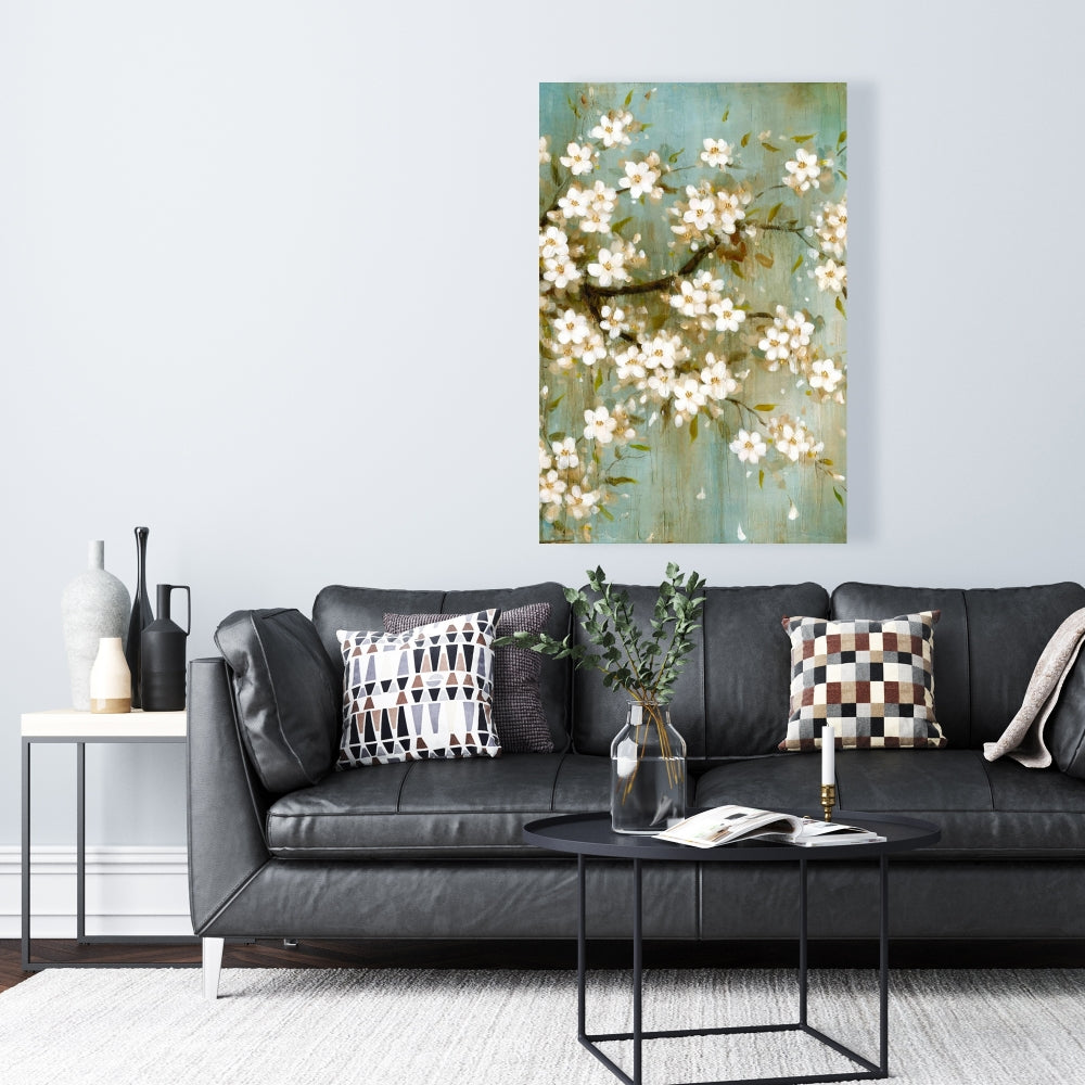 White Cherry Blossom Canvas - Asian Floral Bedroom Decor