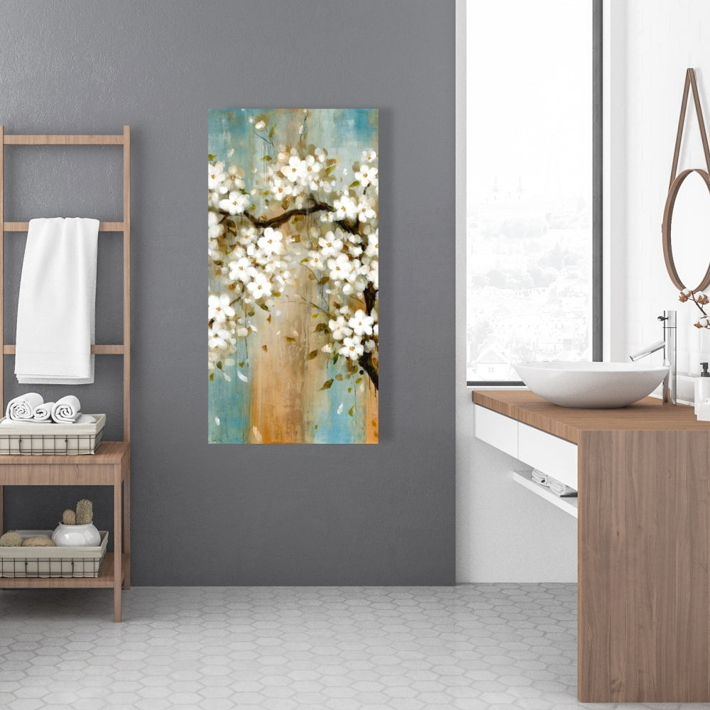 Relaxing Cherry Blossoms Canvas - White Asian Floral Decor