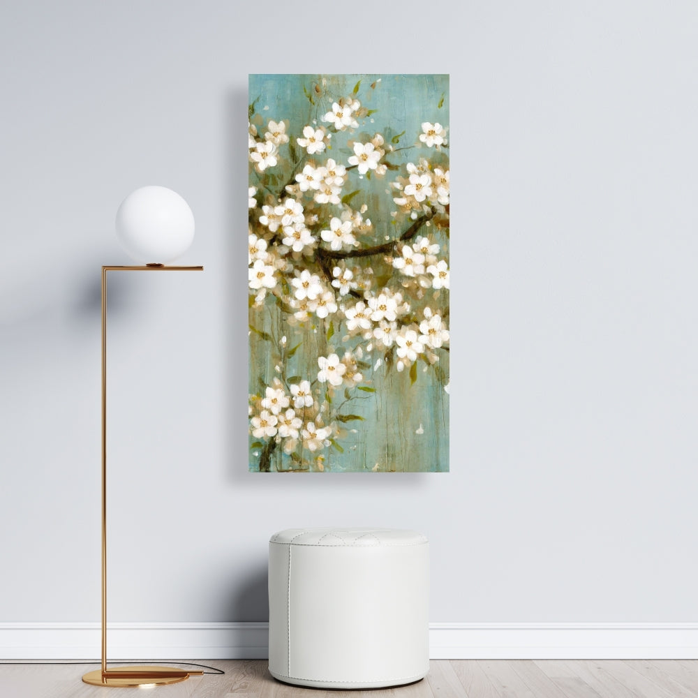 White Cherry Blossom Canvas - Asian Floral Bedroom Decor