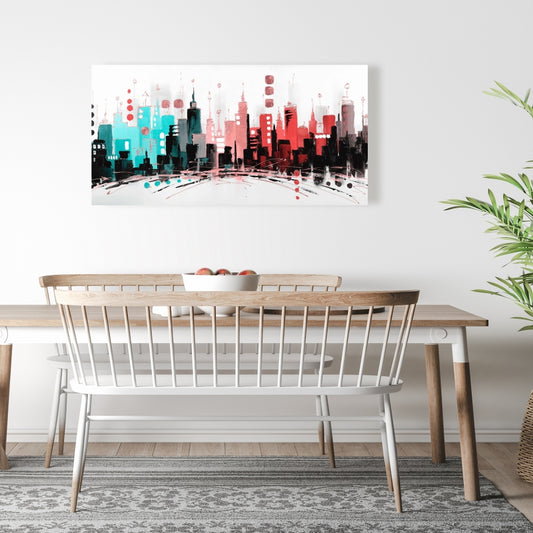 Colorful City Canvas | Rose Gold Lines | Contemporary Decor