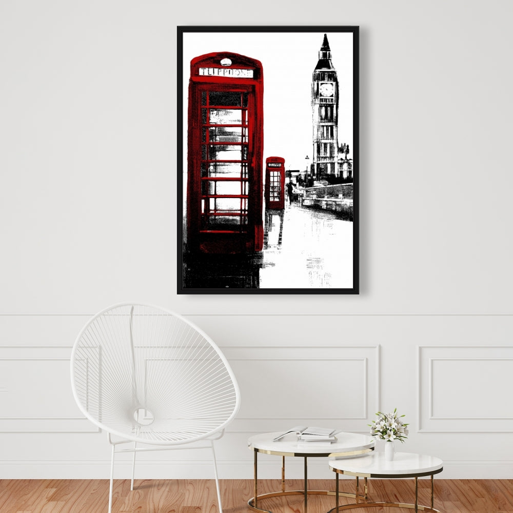 Industrial Framed Canvas: Telephone Box & Big Ben Home Decor