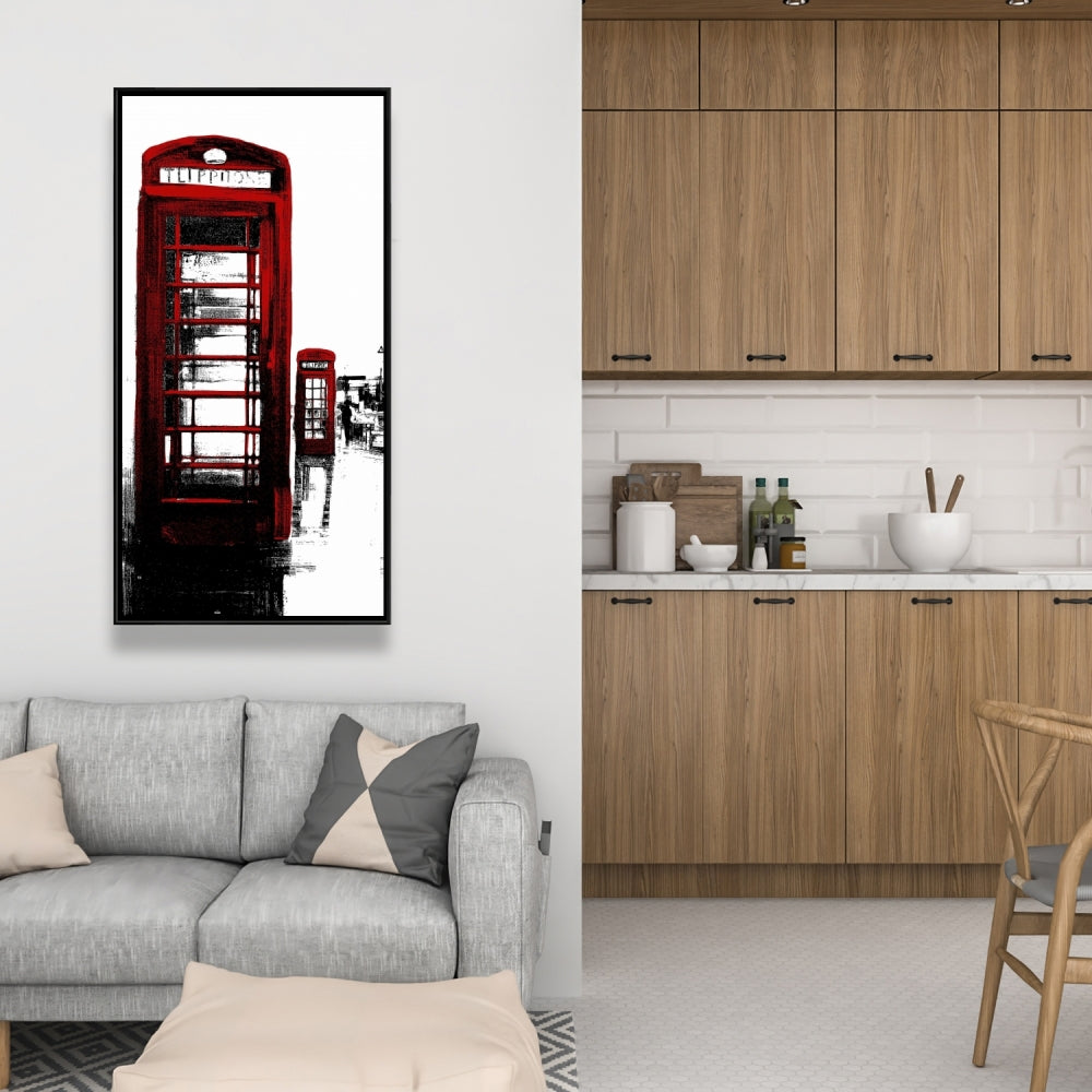 Industrial Framed Canvas: Telephone Box & Big Ben Home Decor