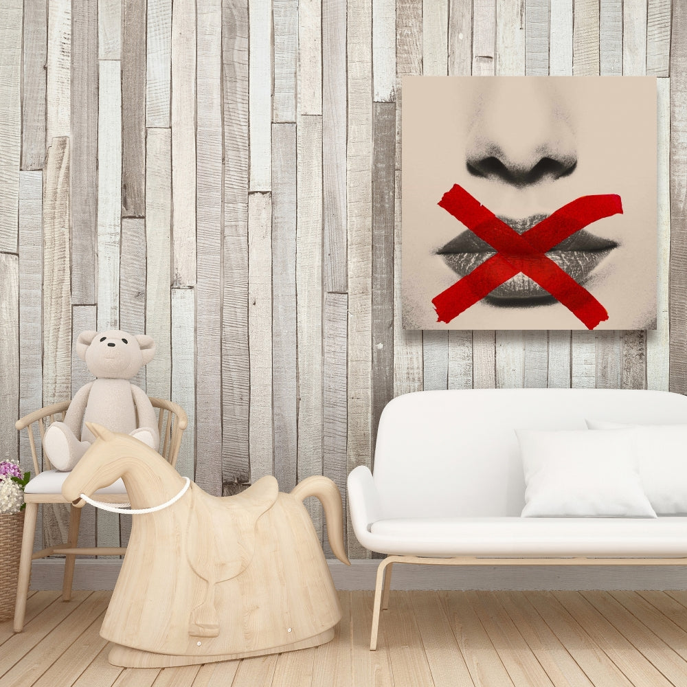 Grayscale Lips Canvas - Red X Art | Modern Bedroom Decor