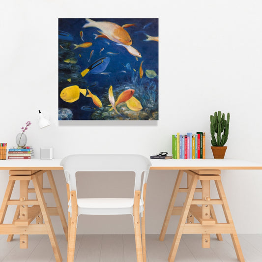 Colorful Fish Under the Sea Canvas - Blue Animals Bedroom Decor