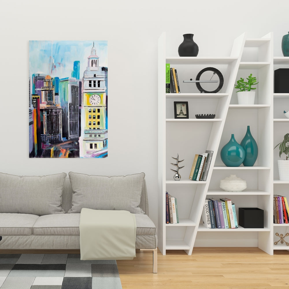 Colorful Cityscape of Manhattan Canvas - Blue Home Decor