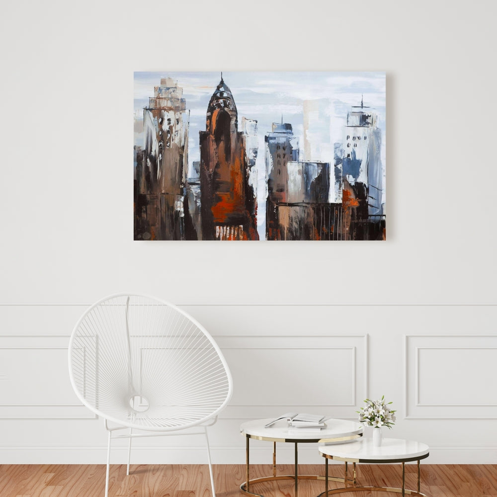 Gray Day in the City Canvas | Contemporary Bedroom Decor