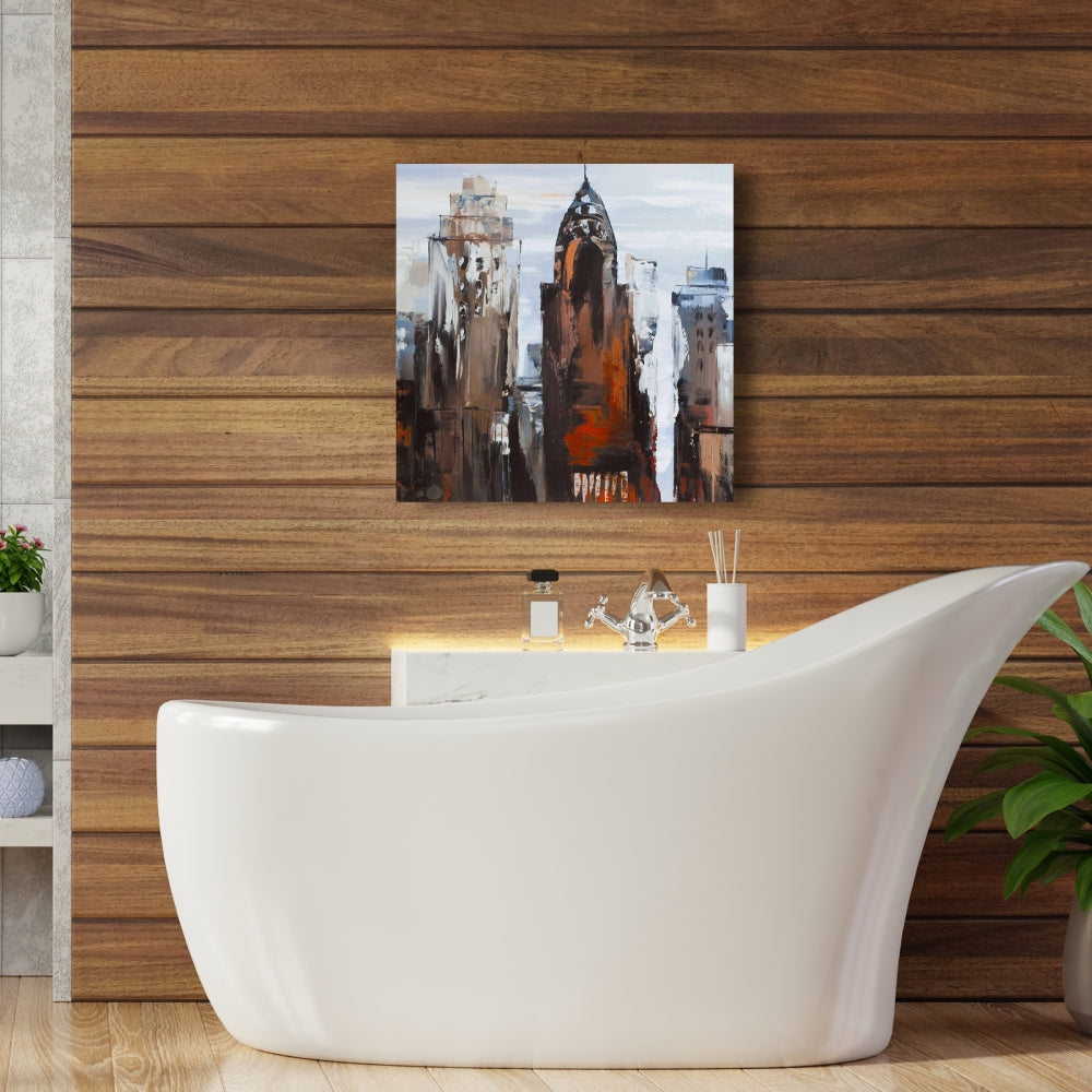 Gray Day in the City Canvas | Contemporary Bedroom Decor