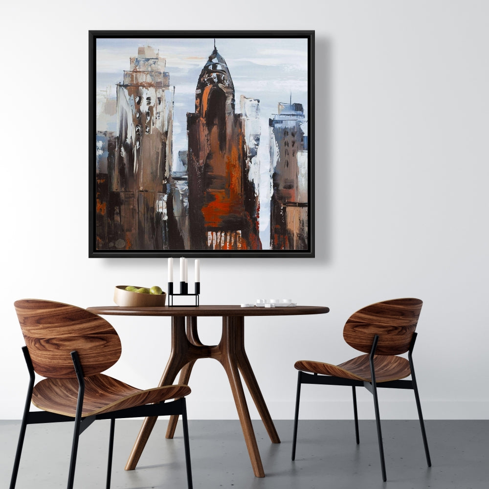 Gray Day in the City Framed Canvas - Modern Bedroom Decor