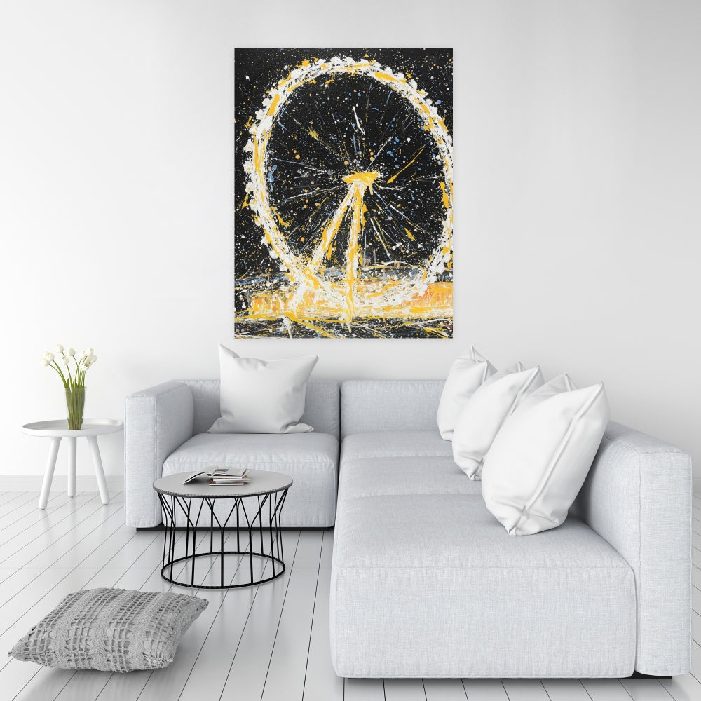 Abstract London Eye Canvas | Modern Bedroom Wall Art Decor