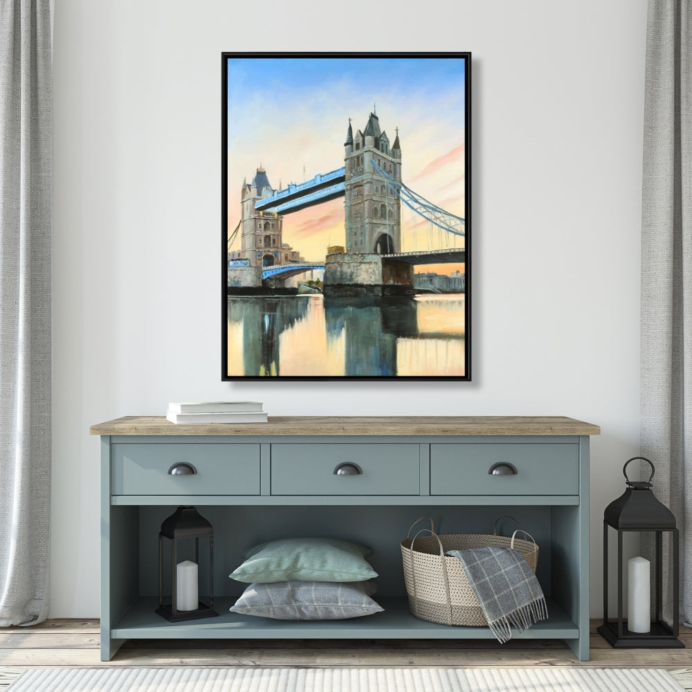 Sunset on London Bridge Canvas | Contemporary Bedroom Decor