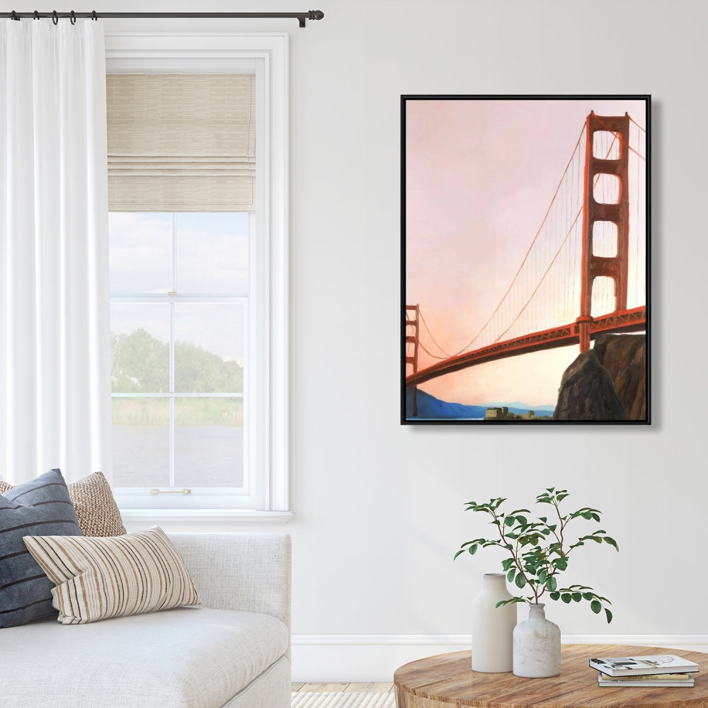 Sunset on the Golden Gate Bridge Canvas | Modern Home Decor