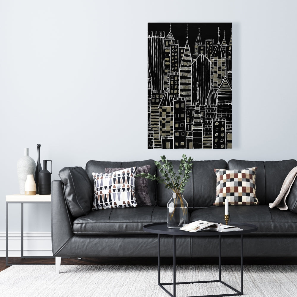 Illustrative Dark City Canvas - Unique Home Decor Wall Art