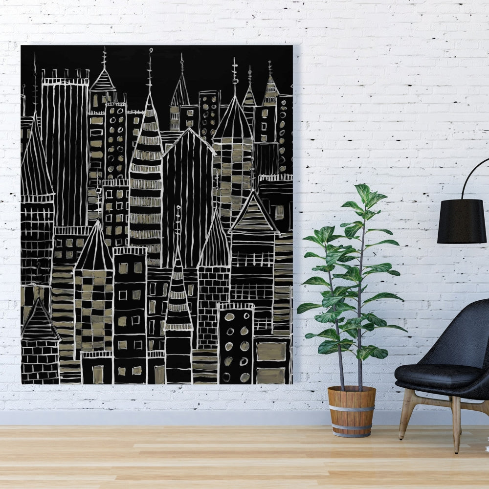 Illustrative Dark City Canvas - Unique Home Decor Wall Art