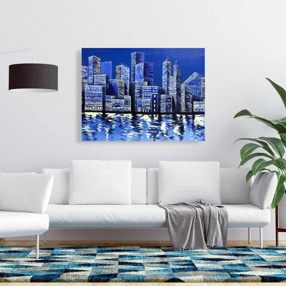 Blue Skyline Canvas | Contemporary Cities Home Decor Wall Art