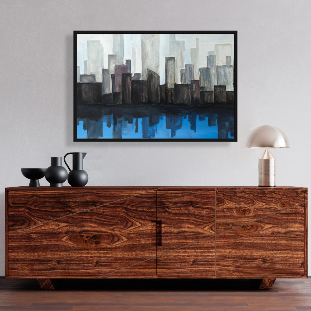 Toile « Cité bleue » | Décoration murale moderne pour chambre à coucher | Décoration d'intérieur
