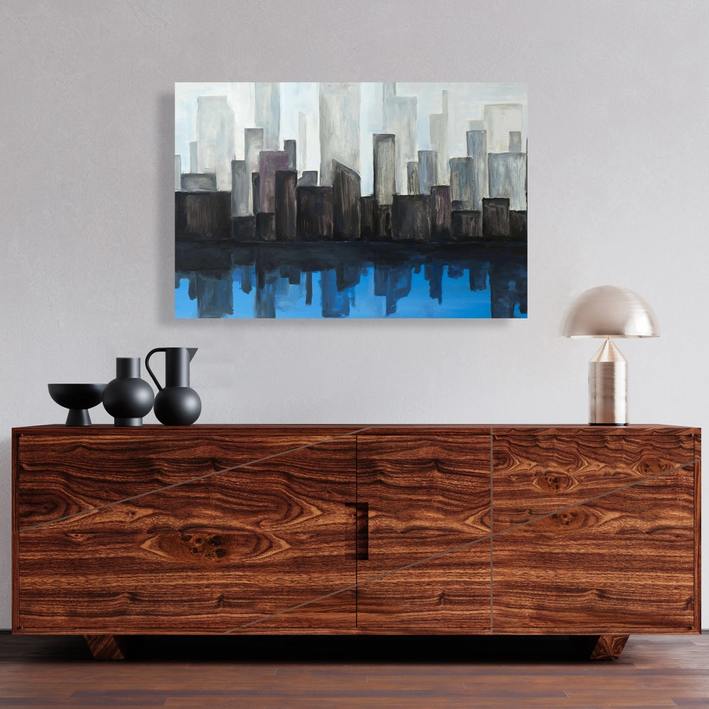 Blue City Building Canvas | Home Decor Wall Art